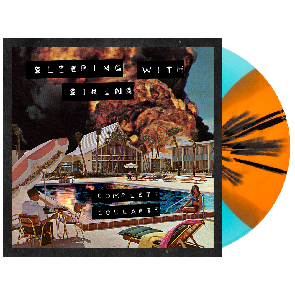 Sleeping with Sirens Complete Collapse - Orange + Electric Blue Butterfly w/ Black Splatter